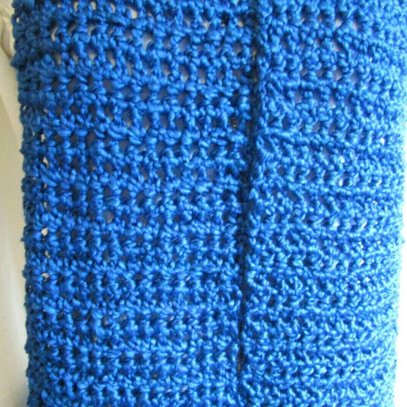 Chunky Blue Scarf Men Women Oversize Extra Long 125x7 Handmade Crochet Knit NWT - Picture 4 of 6
